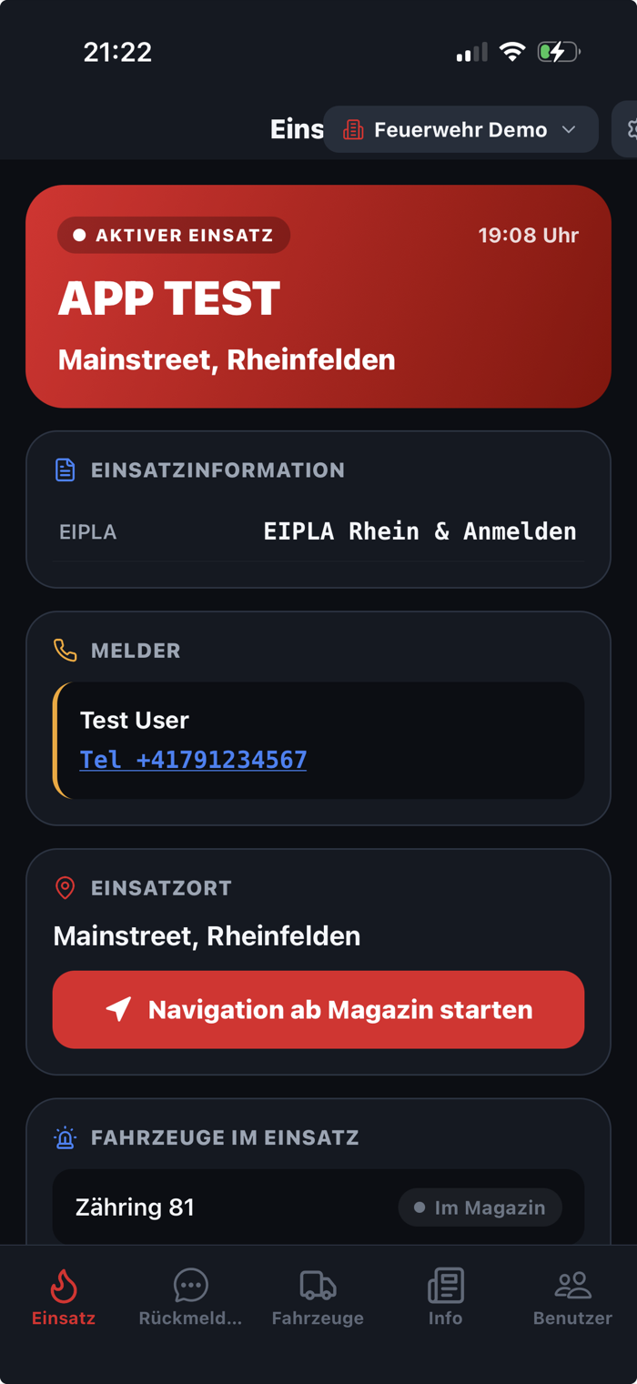 Einsatz-Ansicht mit Alarmdetails
